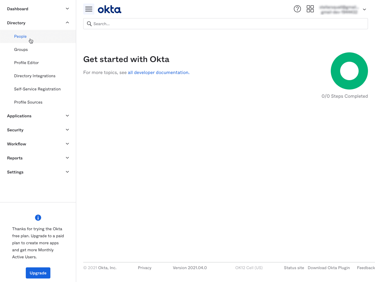 Okta Dashboard